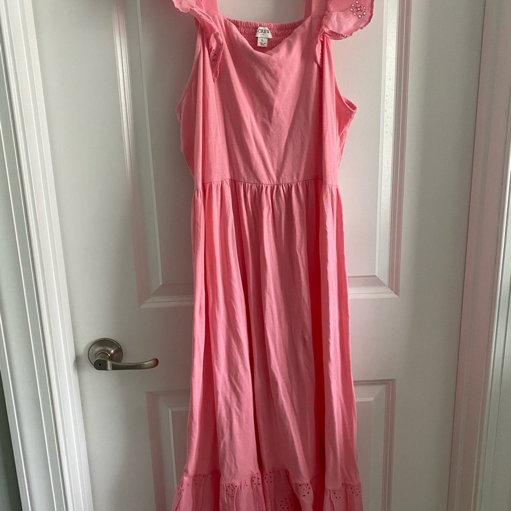 J. Crew Pink Maxi Sundress with Flutter Cap Sleeves